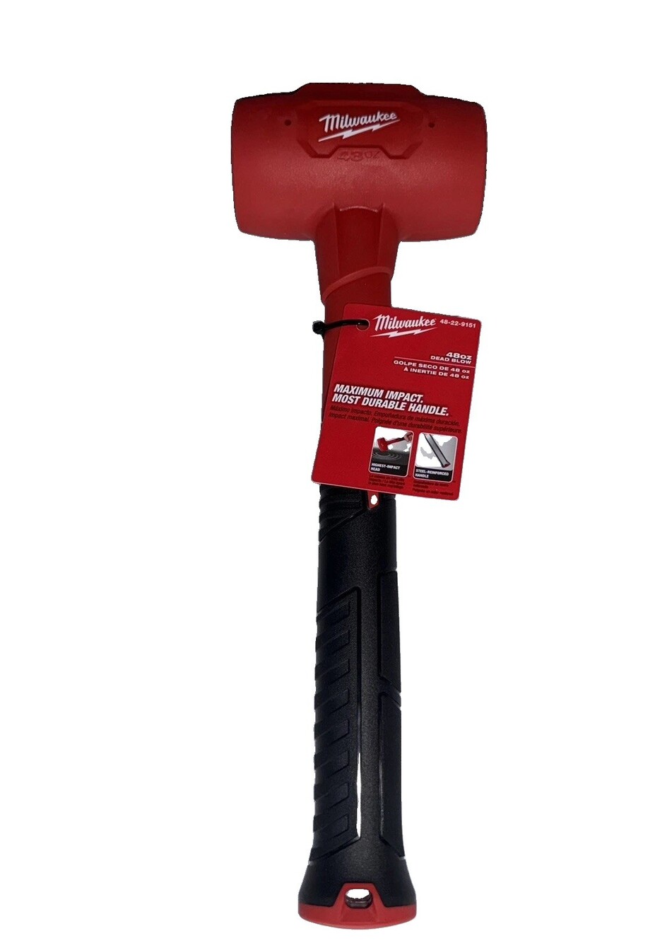 Milwaukee 48-22-9151 48 oz Dead Blow Hammer Red Non-Marring Steel Shot Filled